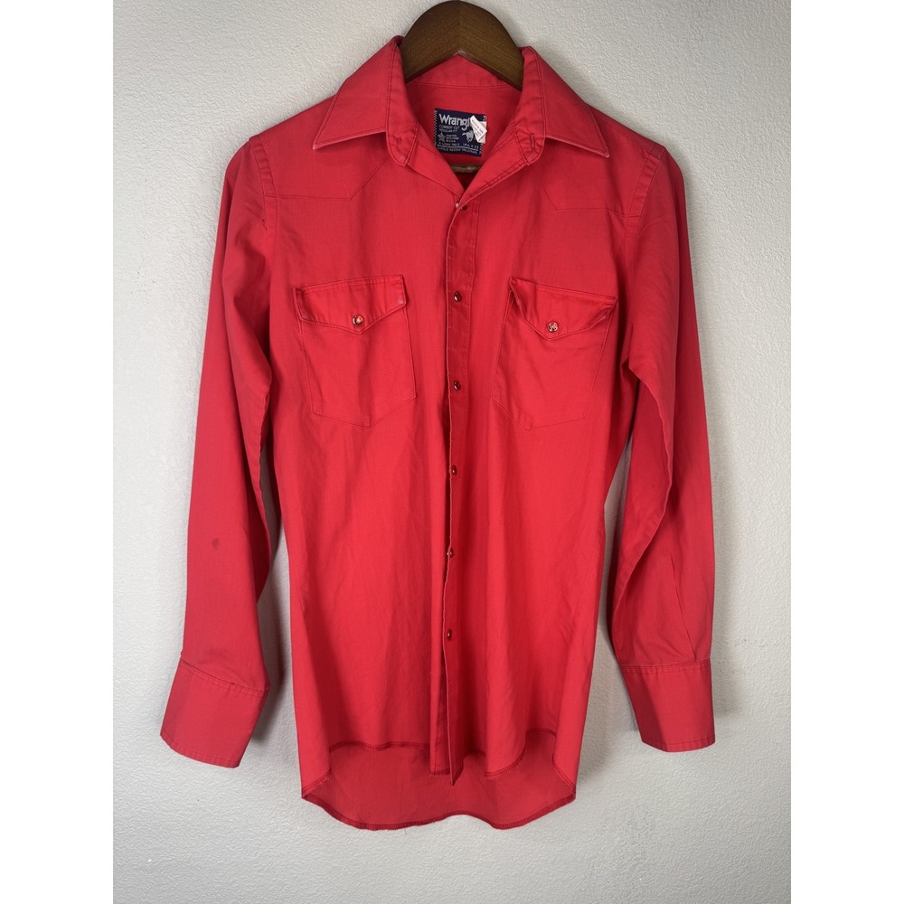Vintage Wrangler Shirt Mens Medium Western Cowboy Pearl Snap Long‎ Tails USA 90s